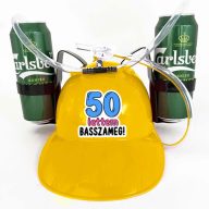   50 lettem basszameg - SÁRGA - Sörsisak - Ajándék 50. Szülinapra - Party Kellék, Party Kiegészítő
