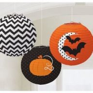   Lampion - Csíkos Pöttyös Gömb Válogatás Halloweenre - 24 cm, 3 db
