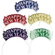   Happy New Year Feliratú Színes Parti Tiara Szilveszterre, 12 db-os
