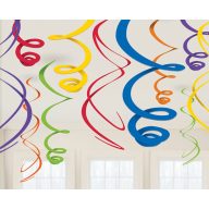   Függő Dekoráció - Szivárvány Színes Spirális - 55 cm, 12 db-os