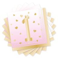   Szalvéta - Első Szülinapi Pink Ombre - 33 cm x 33 cm, 16 db-os