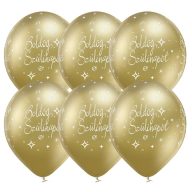   Boldog Születésnapot Chrome Gold - Arany Színű Szülinapi Kerek Lufi, 6 db, 28 cm