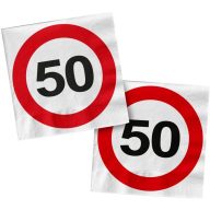   50-es Sebességkorlátozó Szülinapi Parti Szalvéta - 33 cm, 20 db-os