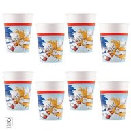   Parti Pohár - Sonic Sega - Sündisznó Papír - 200 ml, 8 db-os