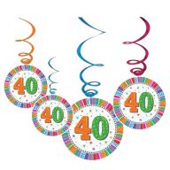 Színes Parti Függő Dekoráció - Szülinapi 40.