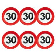   Sebességkorlátozó Szülinapi Parti Tányér - 30. 23 cm, 6 db-os