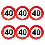   Sebességkorlátozó Szülinapi Parti Tányér - 40. 23 cm, 6 db-os