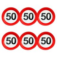   Sebességkorlátozó Szülinapi Parti Tányér - 50. 23 cm, 6 db-os