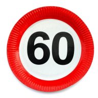   Sebességkorlátozó Szülinapi Parti Tányér - 60. 23 cm, 6 db-os