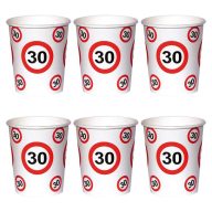   Sebességkorlátozó Számos Szülinapi Papír Parti Pohár 30.- 250 ml, 6 db-os