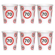   Sebességkorlátozó Számos Szülinapi Papír Parti Pohár 70. - 250 ml, 6 db-os