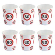   Sebességkorlátozó Számos Szülinapi Papír Parti Pohár 80. - 250 ml, 6 db-os