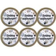   Elegáns Parti Tányér - Boldog Szülinapot! Léggömbös - 23 cm, 6 db