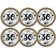Elegáns Parti Tányér - 30 - as Léggömbös - 23 cm, 6 db
