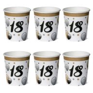   Elegáns Parti Pohár - 18-as Számos Szülinapi Léggömbös - 250 ml, 6 db