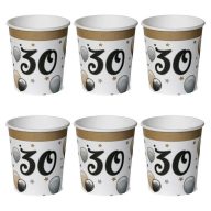   Elegáns Parti Pohár - 30-es Számos Szülinapi Léggömbös - 250 ml, 6 db