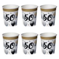   Elegáns Parti Pohár - 50-es Számos Szülinapi Léggömbös - 250 ml, 6 db