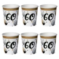   Elegáns Parti Pohár - 60-as Számos Szülinapi Léggömbös - 250 ml, 6 db