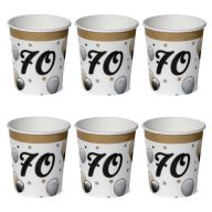   Elegáns Parti Pohár - 70-es Számos Szülinapi Léggömbös - 250 ml, 6 db