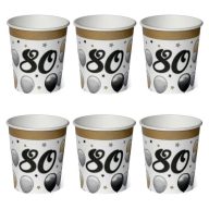   Elegáns Parti Pohár - 80-as Számos Szülinapi Léggömbös - 250 ml, 6 db