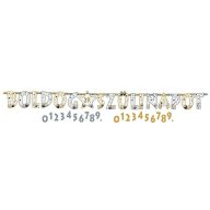   Parti felirat - Számozható Betűfüzér - Boldog Szülinapot! Elegáns Léggömbös - 2,4 m