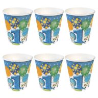   Parti Pohár - Boldog 1. Szülinapot! Léggömbös Kék Fiús - 250 ml, 6 db-os