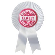   Kitűző Lánybúcsúra - Fehér Szalagos Rózsaszín-Fehér Elkelt Feliratú