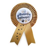   Elegáns Kitűző - Arany Szalagos - Boldog Szülinapot! Léggömbös