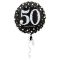 Fólia Lufi - 50-es Happy Birthday fekete-arany-fehér - 45 cm