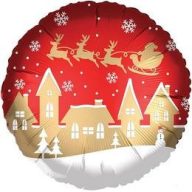 Fólia lufi - Satin Santa Village Karácsonyi - 46 cm