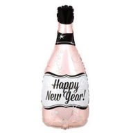   Fólia Lufi - Szilveszter - Happy New Year Rosegold Pezsgősüveg - 66 cm