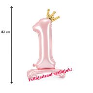Pink 1-es Szám Levegős Fólia Lufi Arany Koronával, 83 cm