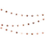 Rosegold Csillagos Dekorációs Parti Füzér - 360 cm