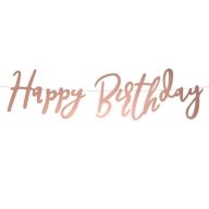  Parti felirat - Rózsaarany Happy Birthday Feliratú Szülinapi Füzér - 65 cm