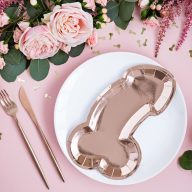   Rosegold Színű Fütyi Formájú Parti Tányér Lánybúcsúra, 6 db-os