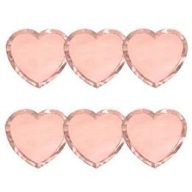 Rosegold Szív Alakú Parti Tányér - 21 cm, 6 db-os