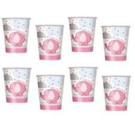   Pohár Babaszületésre - Pink Bébielefánt Mintás , 270 ml, 8 db