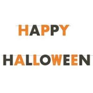   Happy Halloween betűfüzér Unique, glitteres narancssárga-fekete