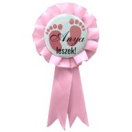   Kitűző - Anya Leszek Babaváró Szalagos KISLÁNY - Pasztell Pink Szalaggal