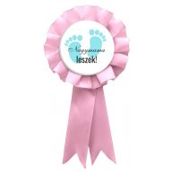   Kitűző - Nagymama Leszek Babaváró Szalagos - KISFIÚ - Pasztell Pink Szalaggal