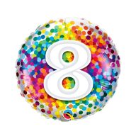18 inch-es 8 Rainbow Confetti Szülinapi Fólia Lufi