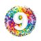18 inch-es 9 Rainbow Confetti Szülinapi Fólia Lufi