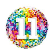 11-es Rainbow Confetti Szülinapi Fólia Lufi
