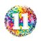 11-es Rainbow Confetti Szülinapi Fólia Lufi