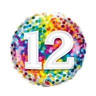 12 Rainbow Confetti Szülinapi Fólia Lufi