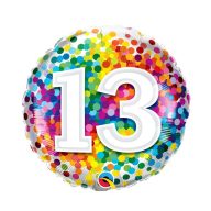 13 Rainbow Confetti Szülinapi Fólia Lufi