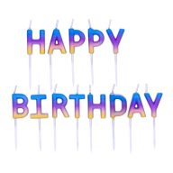   Gyertya - Happy Birthday Feliratú Szivárvány Ombre Színű