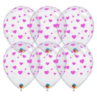   Gumi Lufi - Csomag - Pink Szív Mintás Áttetsző - 28 cm, 6 db