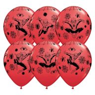 Pókember - Spiderman Piros Lufi - 6db/csomag - 28 cm