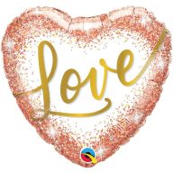 Fólia lufi - Szerelmes Szív Alakú - Arany - Love - 46 cm